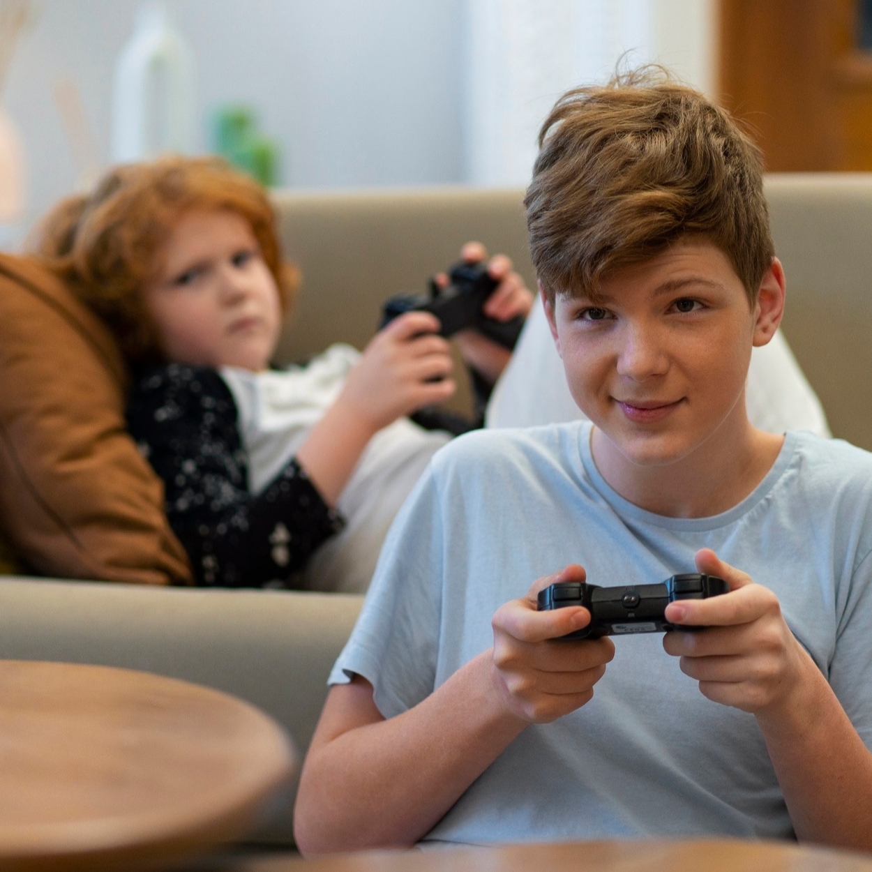 Family enjoying internet and TV at home